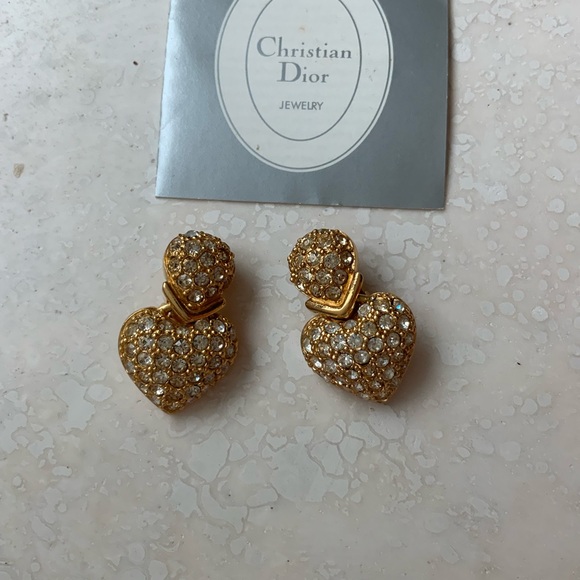 Vintage Christian Dior Rare Crystal Pave Signed 💕clip earrings - Picture 8 of 8